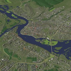 3D illustration of city and urban in Irkutsk Russia