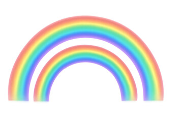 Luminous rainbow arches intersecting, spreading prismatic colors across transparent backdrop, embodying vibrant optical phenomenon