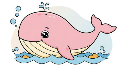 Whale animals children’s coloring book illustration. Perfect for kids to color and enjoy, adding a splash of creativity to their day