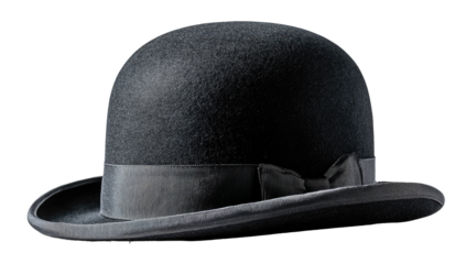 Dark gray bowler hat, profile view