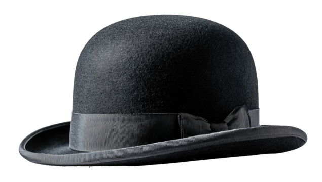 Dark gray bowler hat, profile view