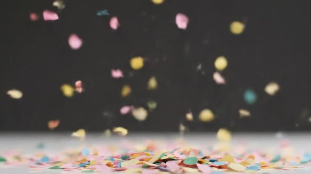 Slow Motion Confetti Falling - Celebration, Festive, Party, Background Footage