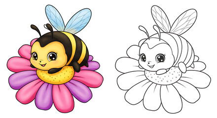 Little Bee animals children’s coloring book illustration. Perfect for kids to color and enjoy, adding a splash of creativity to their day