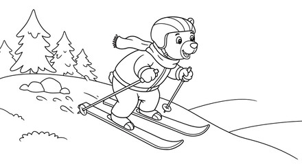 Bear animal children’s coloring book illustration. Perfect for kids to color and enjoy, adding a splash of creativity to their day
