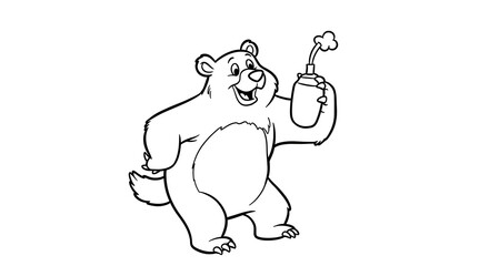 Bear animal children’s coloring book illustration. Perfect for kids to color and enjoy, adding a splash of creativity to their day