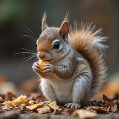 Obraz premium A baby squirrel eating food