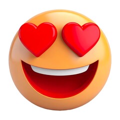 Emoji 3D In love Emoticon on white background, Heart Eyes Smiley Emoji Showing Love and Joy.