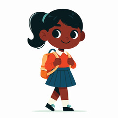 Happy School Girl with Backpack – Back to School Vector