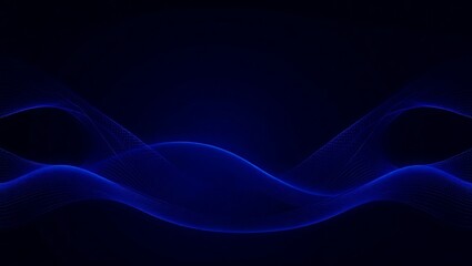 Elegant dark vector background with symmetrical ripple halftone lines in neon blue to violet gradient, soft light glow