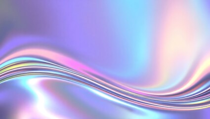Elegant abstract vector art with iridescent holographic foil shine, rainbow gradients, reflective metal surface, fluid wave designs
