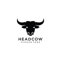 cow head silhouette logo vector