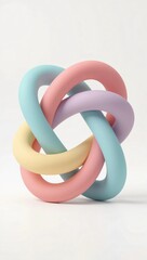Geometric Interplay: A mesmerizing abstract composition features interlocked rings in soft pastel hues, creating a visually intriguing display of form and color.