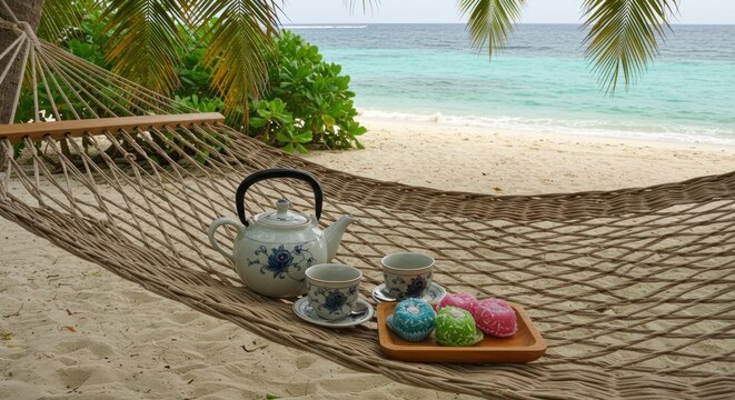 Hammock tea on beach