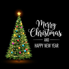 Merry Christmas and Happy New Year greeting card.