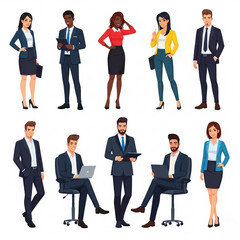 Obraz premium diverse young men and women of various ethnicities, ages, and suit types in office outfits