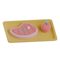 Cafeteria tray 3d icon colorful style