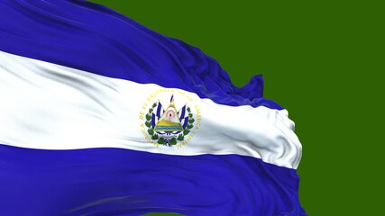 flag of El Salvador. close up of the El Salvador flag. El Salvador flag endless loop. green screen
