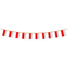 Fototapeta premium Triangle bunting flag white and red garland Indonesian flag banner celebration decoration flat Illustration