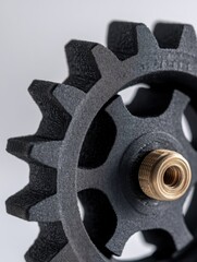 Obraz premium Mechanical gear mechanism industrial setting product photography close-up detailed design concept