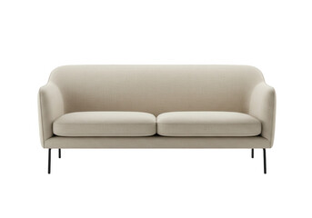 Fototapeta premium Beige modern sofa with black legs isolated on transparent background