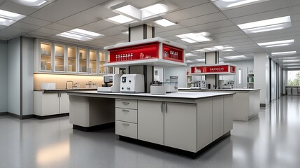 Modern laboratory with advanced scientific equipment and clean design