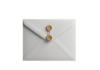 Closed envelope with buttons securing it isolated on transparent background