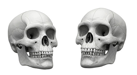 Detailed Human Skull Anatomy Illustration, Perfect for Medical, Educational, and Scientific Designs