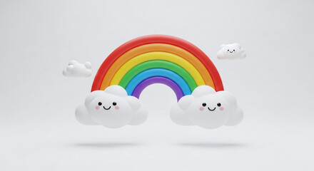 A whimsical rainbow and clouds illustration, perfect for bringing joy and happiness.