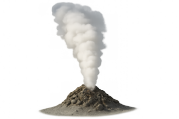 Geothermal steam vent emitting hot gases against transparent backdrop, highlighting natural volcanic energy release mechanism