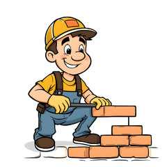 A man is building a wall with bricks