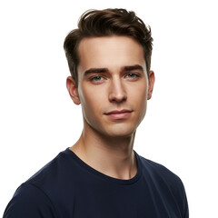 Naklejka premium Handsome man with brown hair looking forward isolated on transparent background