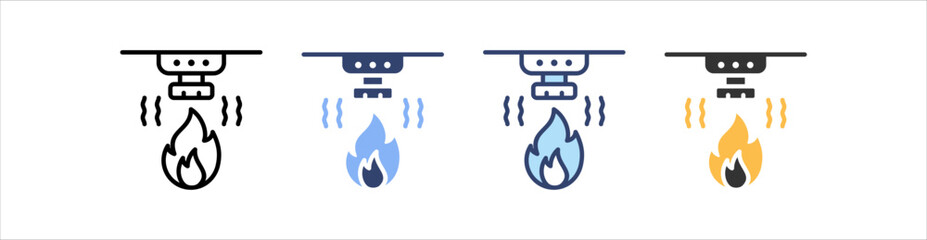 Fire Sensor Icon Set Multiple Style Collection