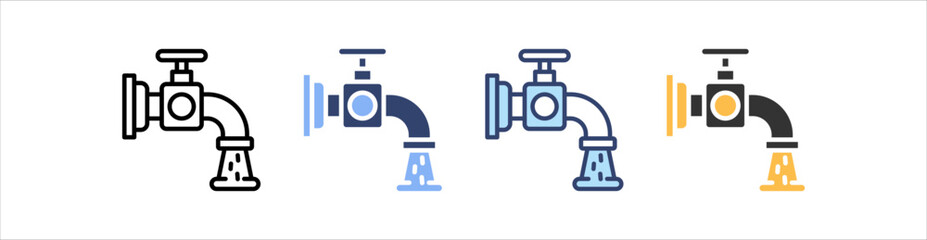 Faucet Icon Set Multiple Style Collection