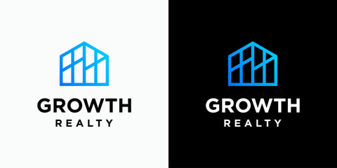 House shape growth graphic vector logo design with modern, simple, clean and abstract style. Icons for business, finance, real estate, and personal branding.