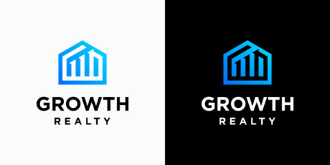 House shape growth graphic vector logo design with modern, simple, clean and abstract style. Icons for business, finance, real estate, and personal branding.
