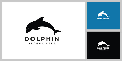 dolphin silhouette logo design template