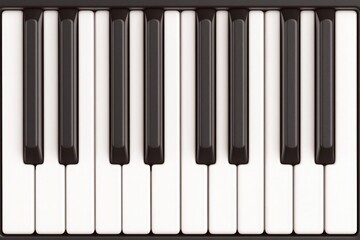 Top View of Piano Keys Vector Illustration with White Background, High Resolution for Music Education and Performance