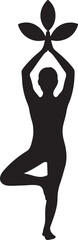 Serene Yoga Silhouette Vector Icon:  Tree Pose Sign, Black and White Symbol, Spiritual Wellness Illustration