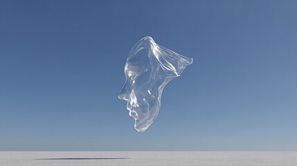 Face Mask Hovering with a Minimalist Charm on a Bright, Pristine Background