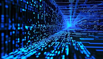 Data transmission technology visualization digital space abstract imagery futuristic environment perspective on innovation