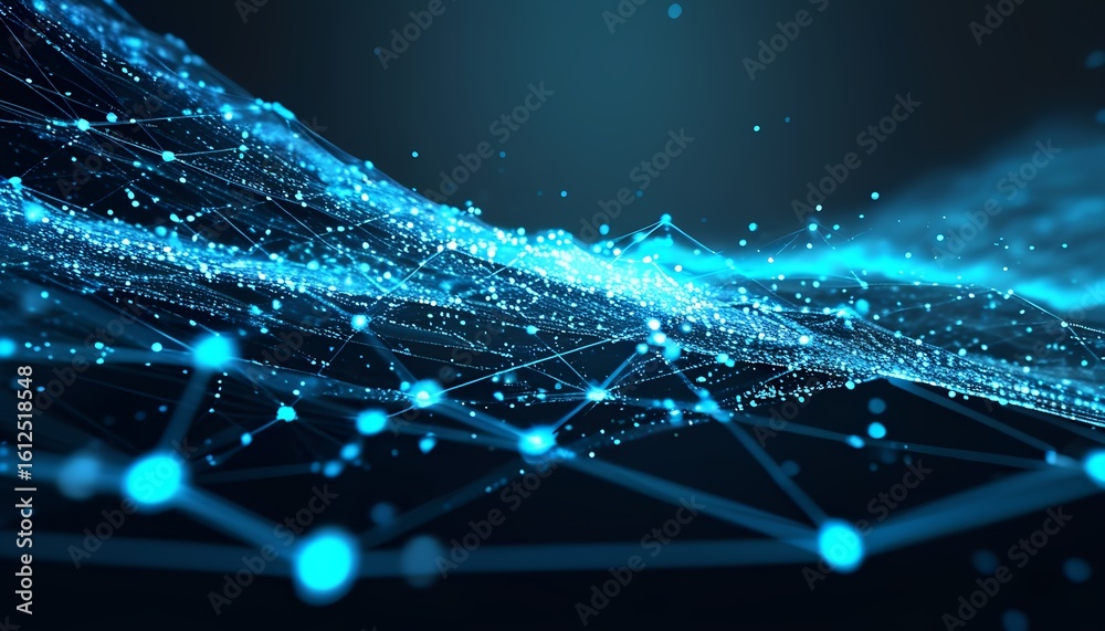 Poster dynamic digital waves abstract technology visualization global data networks dark background concept