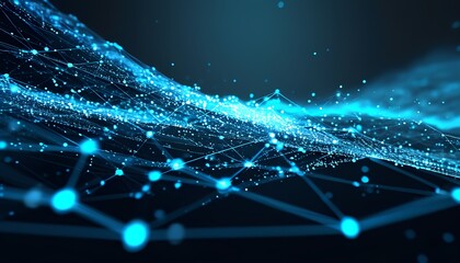 Dynamic digital waves abstract technology visualization global data networks dark background conceptual viewpoint