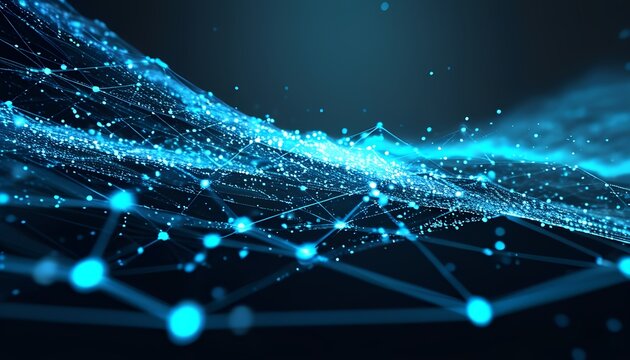 Dynamic digital waves abstract technology visualization global data networks dark background conceptual viewpoint