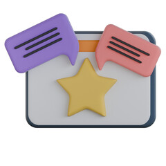 Design critique speech bubble 3d icon colorful style