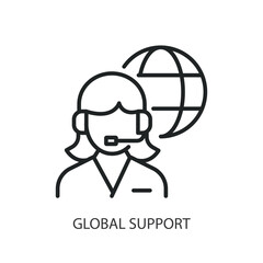 Global support thin line vector icons.