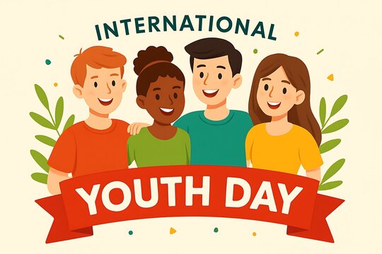 Diverse young friends celebrating international youth day celebration friendship