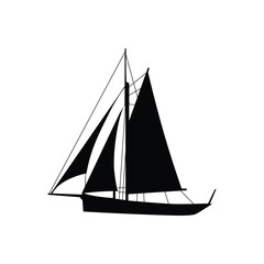 Sailing Yacht Silhouette – Ocean Boat Illustration
