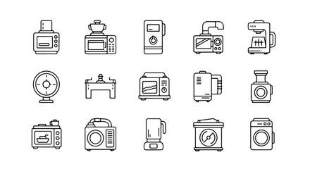 Line editable icon set of modern kitchen appliance icons line icon set