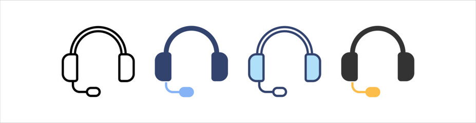 Headphone Icon Set Multiple Style Collection