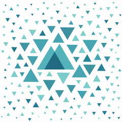 minimal triangle scatter pattern with teal triangles on white background